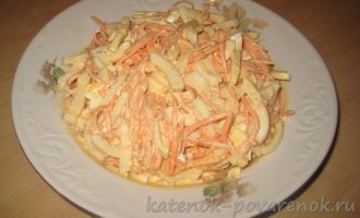 Салат с кальмарами и корейской морковью - шаг 7