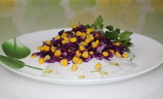 Салат из краснокочанной капусты и кукурузы