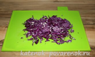 Салат из краснокочанной капусты с яблоком и луком – шаг 1